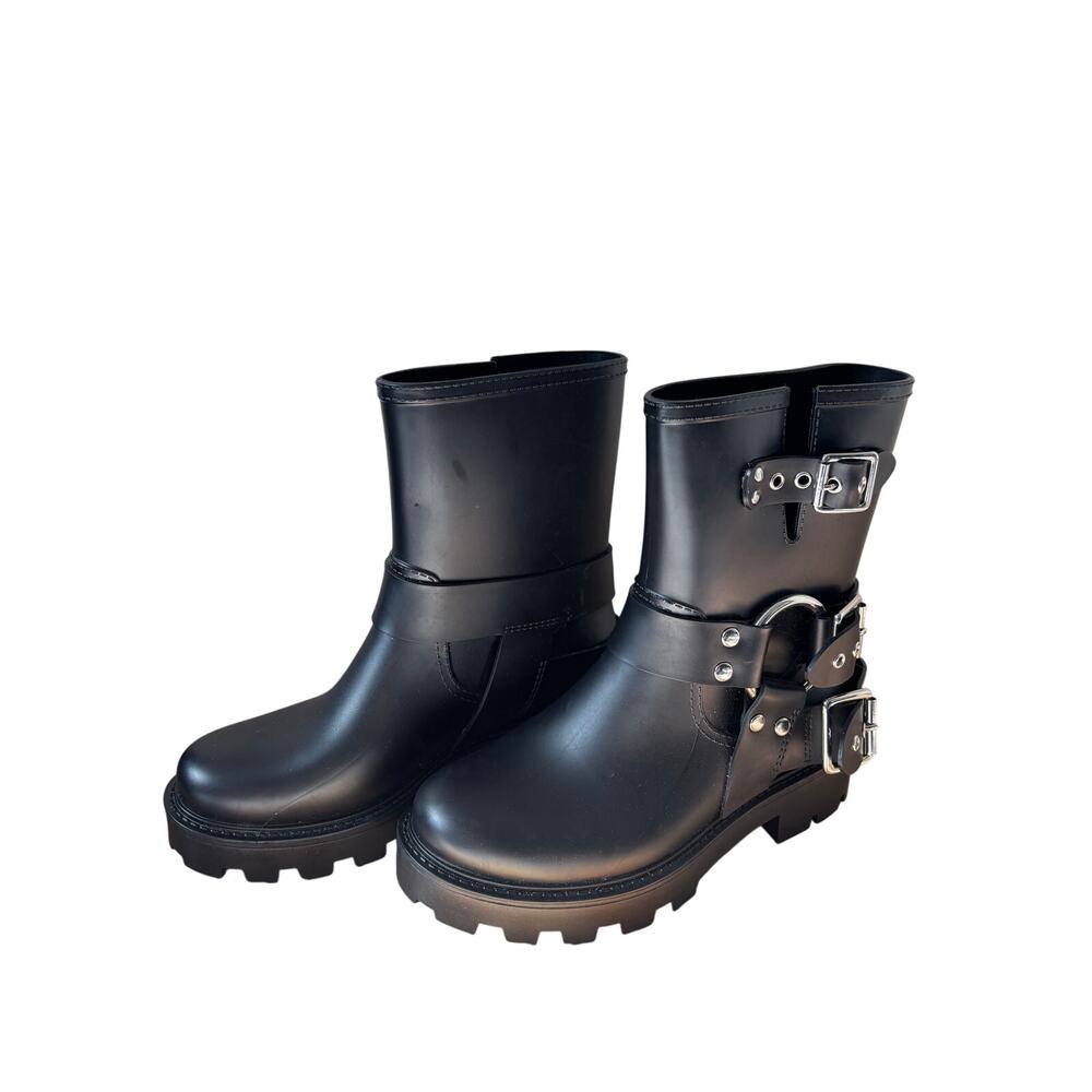 Jeffrey Campbell Black Buckle Moto Boots Size 6 - Picture 4 of 9